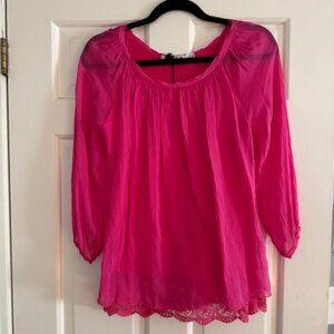 Raw silk hot pink top by Nicole XS-NWT